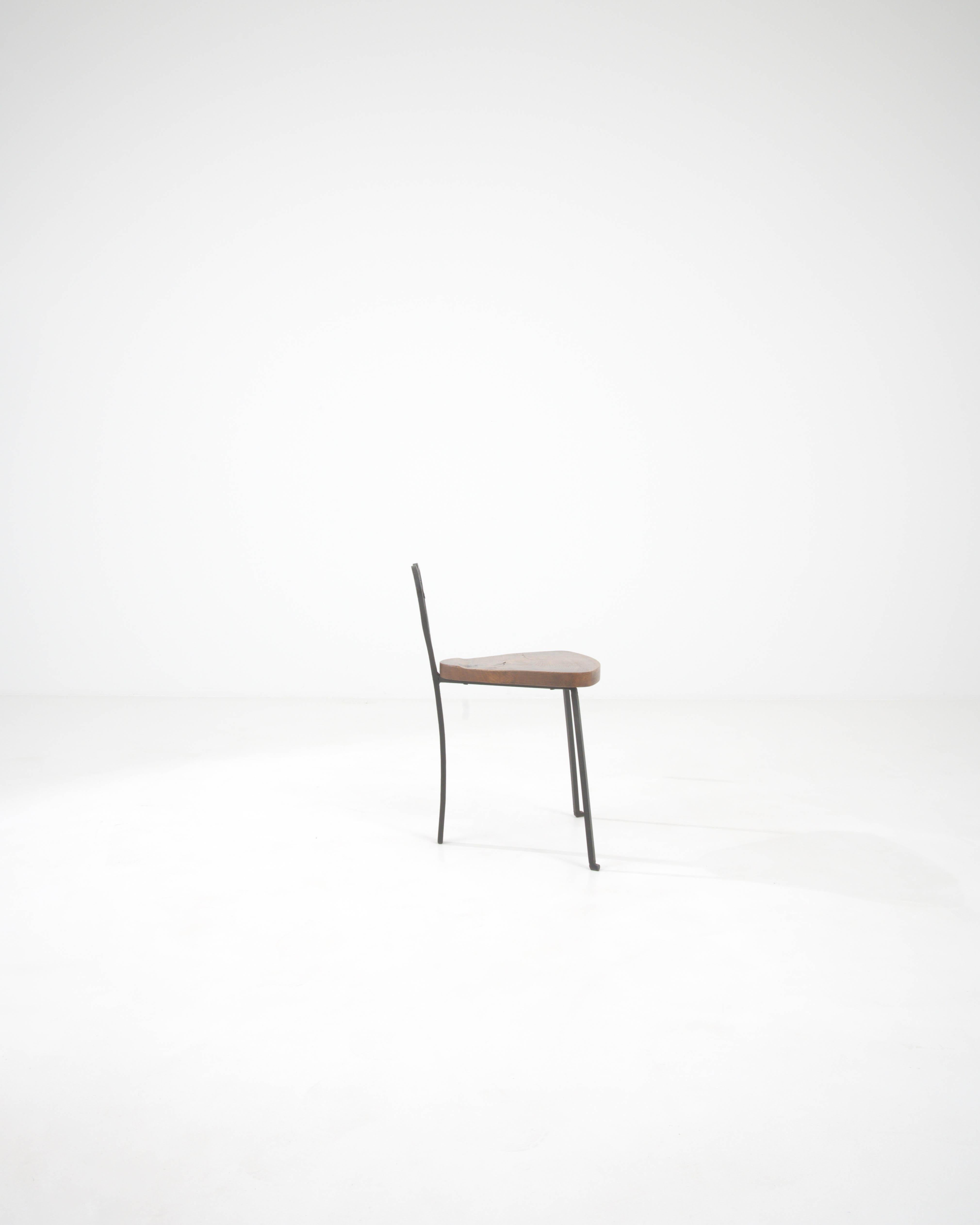 20th Century French Metal Chair With Wooden Seat For Sale 1