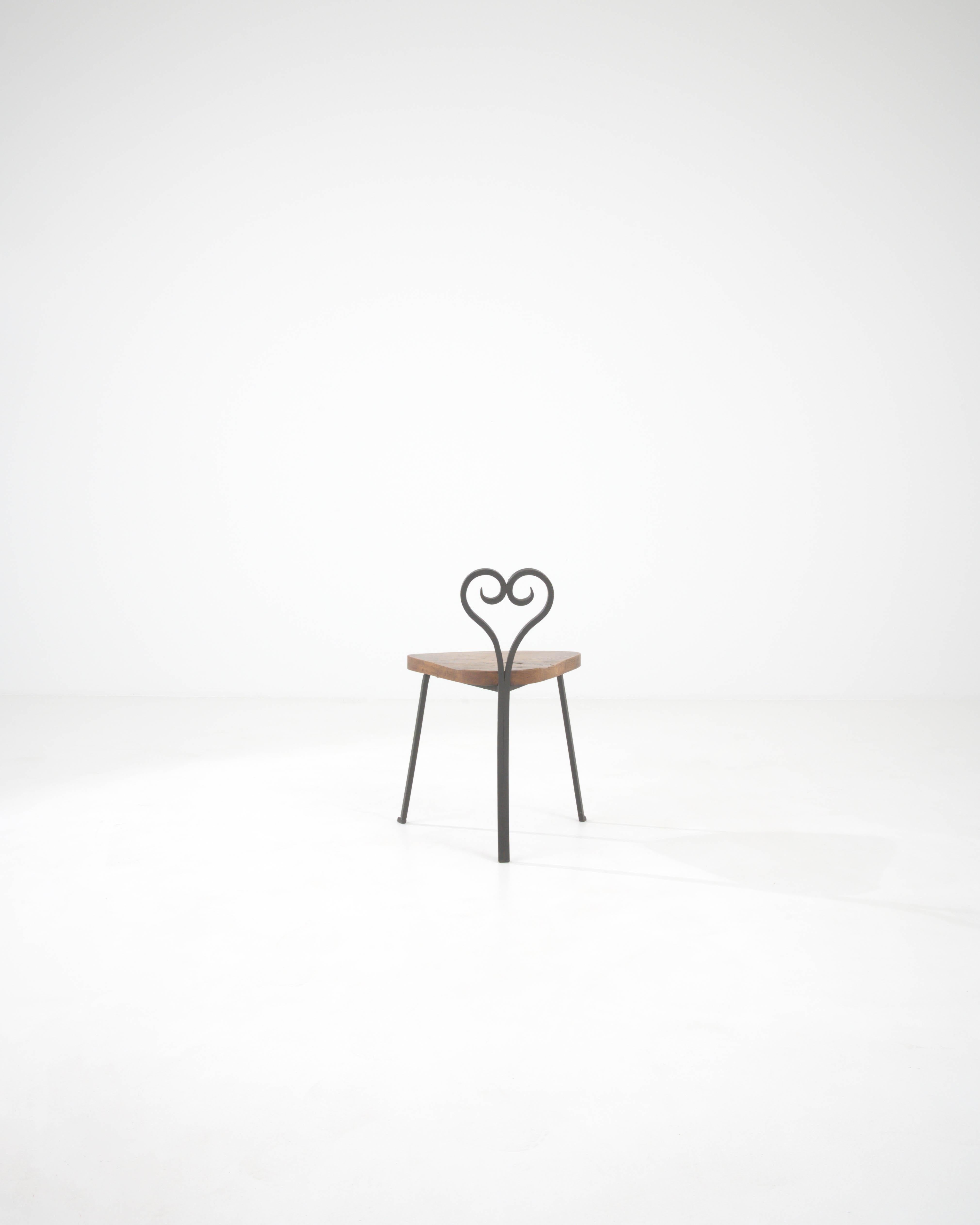 20th Century French Metal Chair With Wooden Seat For Sale 2