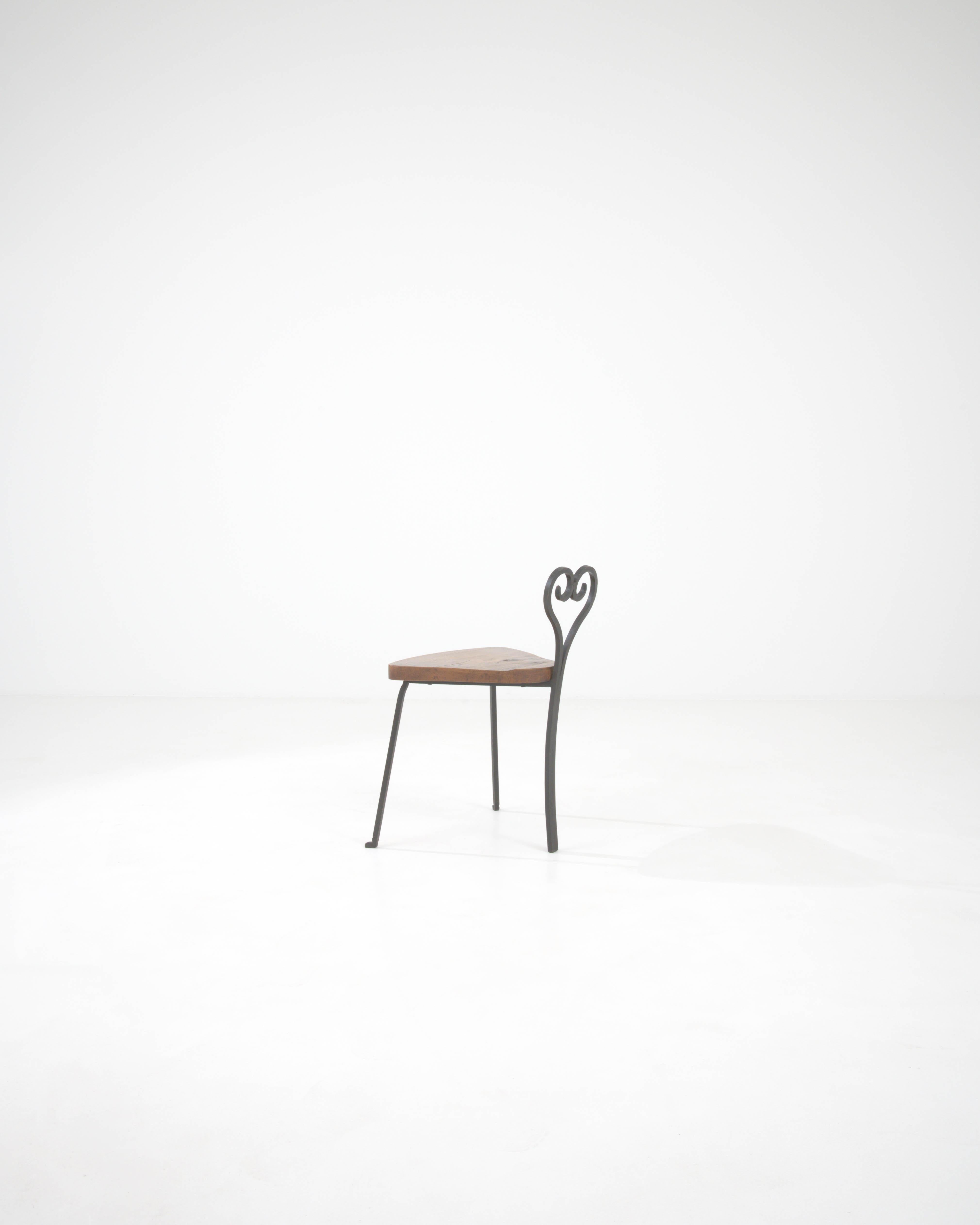 20th Century French Metal Chair With Wooden Seat For Sale 3