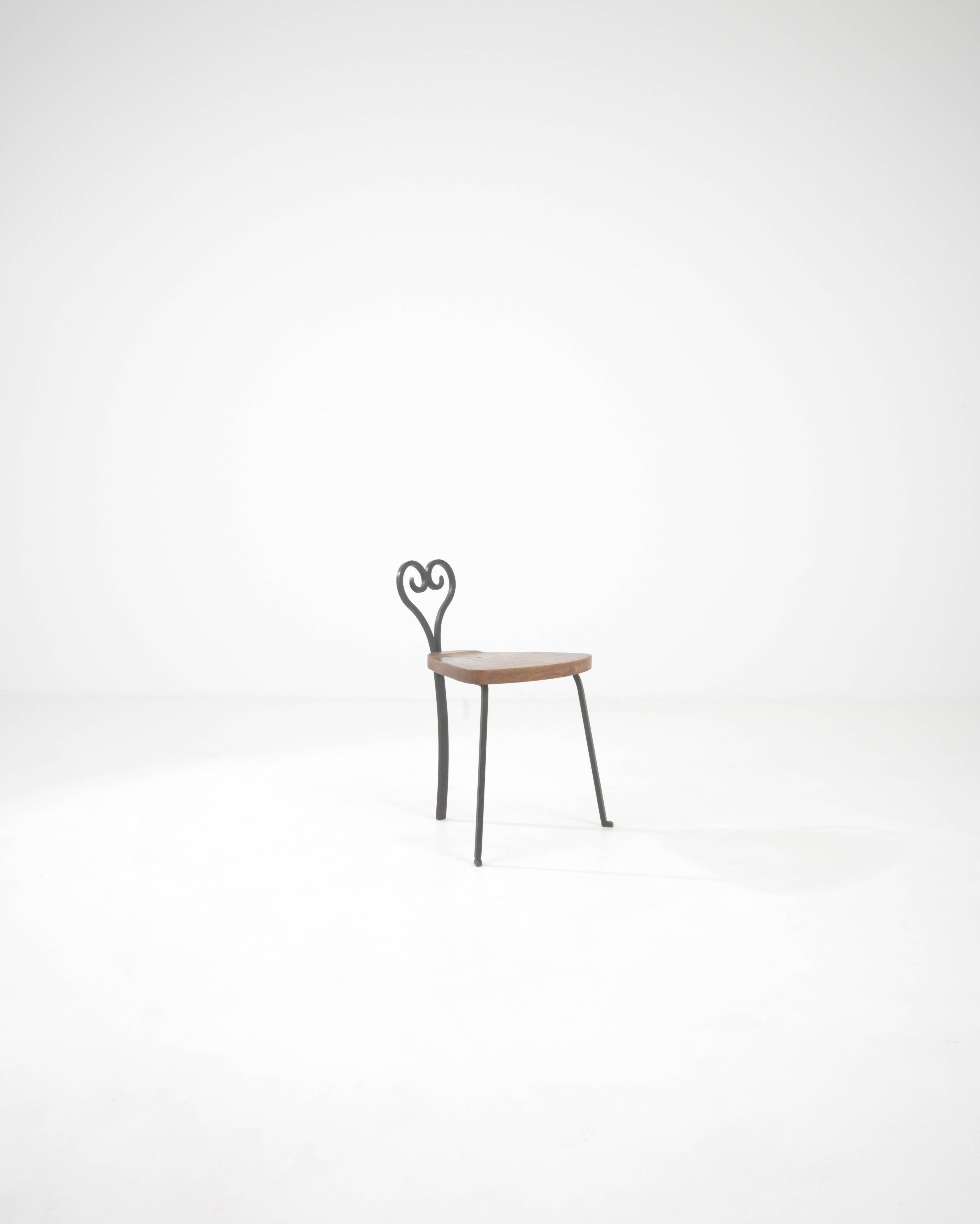 20th Century French Metal Chair With Wooden Seat For Sale 5