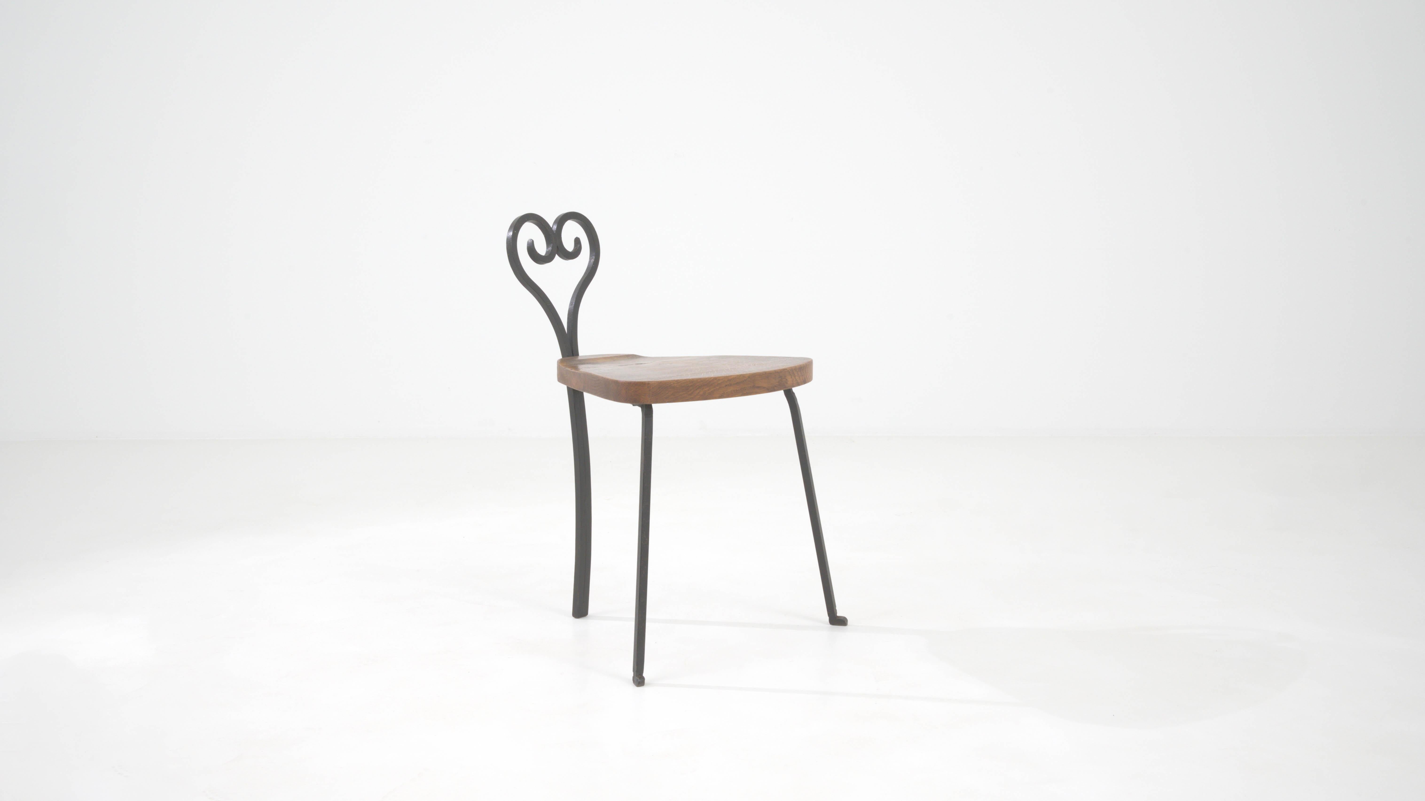 20th Century French Metal Chair With Wooden Seat For Sale 6