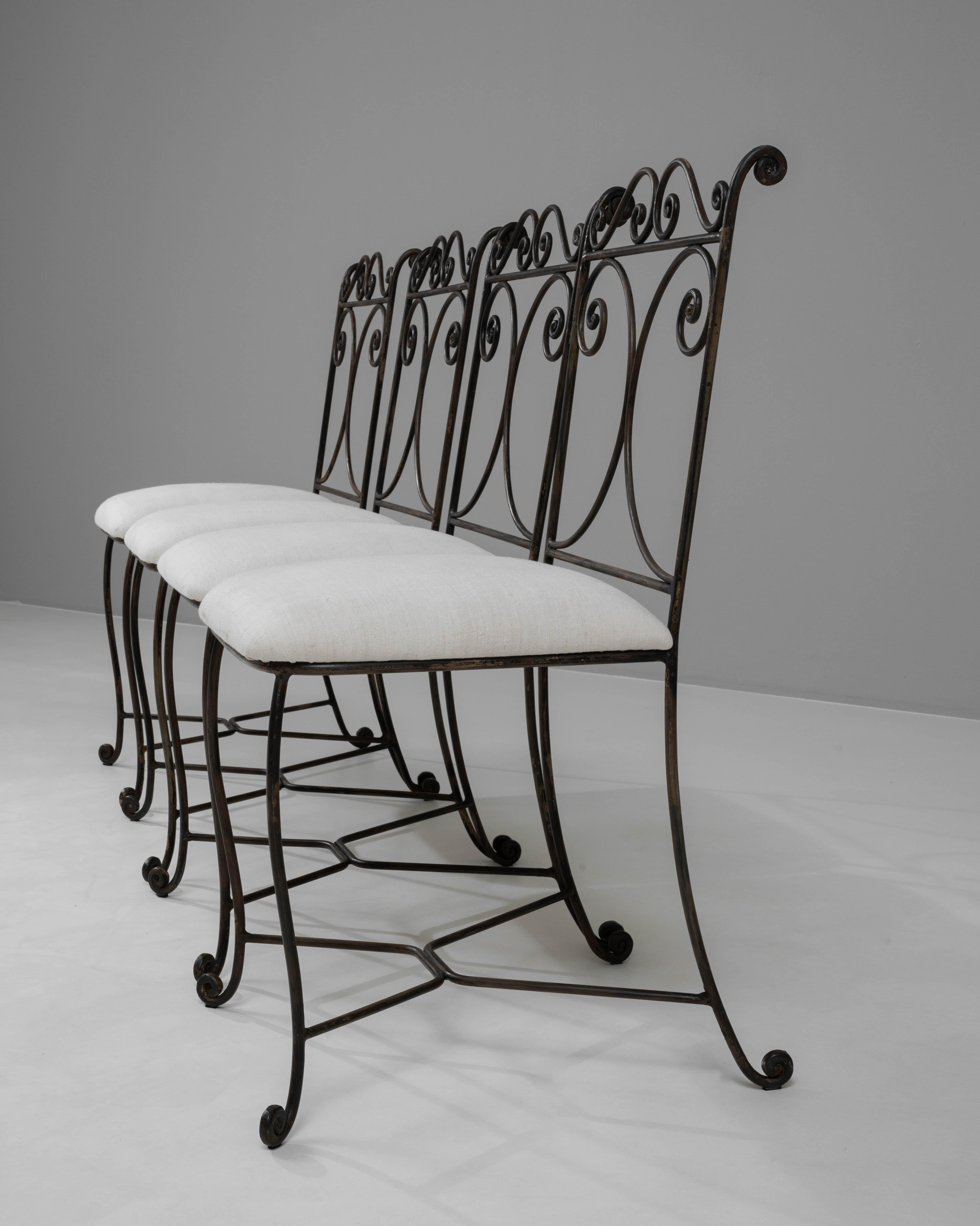 20th Century French Metal Chairs With Upholstered Seats, Set of 4 For Sale 10