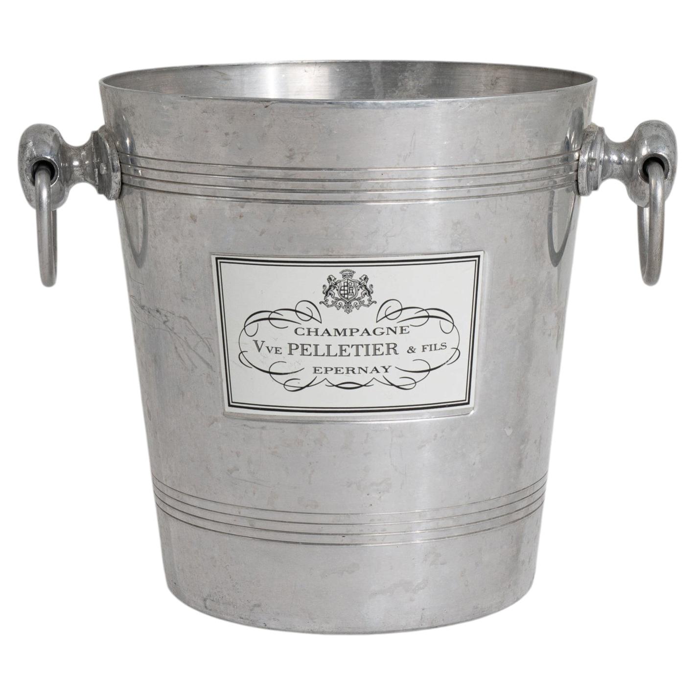 20th Century French Metal Champagne Bucket with Side Handles For Sale