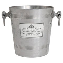 20th Century French Metal Champagne Bucket with Side Handles
