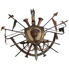 20th Century French Metal Coat of Arms Wall Light, 1950s
