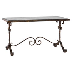 20th Century French Metal Coffee Table with Glass Top