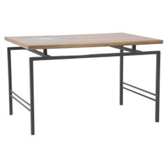 20th Century French Metal Coffee Table With Wooden 
Ceramic Top