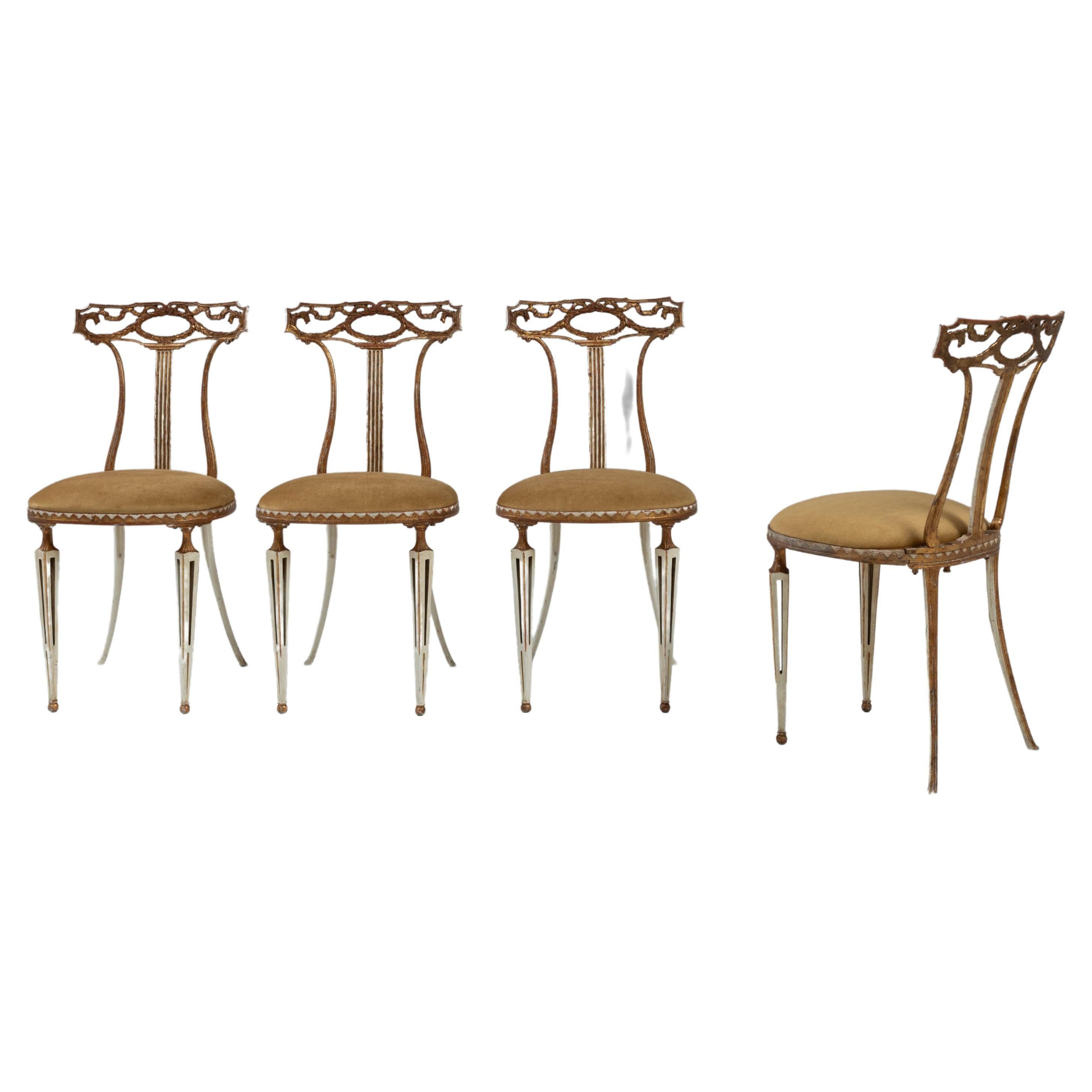 Chaises de salle à manger en métal du 20e siècle, ensemble de 4 en vente
