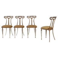 Vintage 20th Century French Metal Dining Chairs, Set of 4