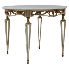 20th Century French Metal Dining Table With Marble Top