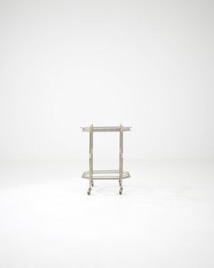 20th Century French Metal & Glass Bar Cart On Wheels