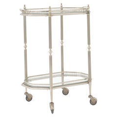 20th Century French Metal & Glass Bar Cart On Wheels