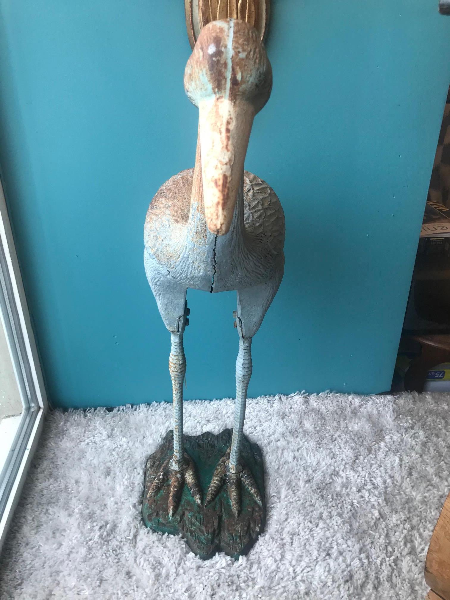 Very nice 20th century French metal bird from the 1930s. 
Made in two parts that has been reunited thanks to bolts. 
Nice natural patina made over the years. Could be outdoor. 
Beautiful quality.