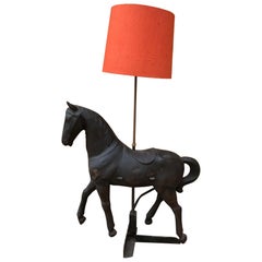 Vintage 20th Century French Metal Horse Floor Lamp, 1950s