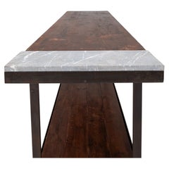 Tavolo industriale francese in metallo del XX secolo