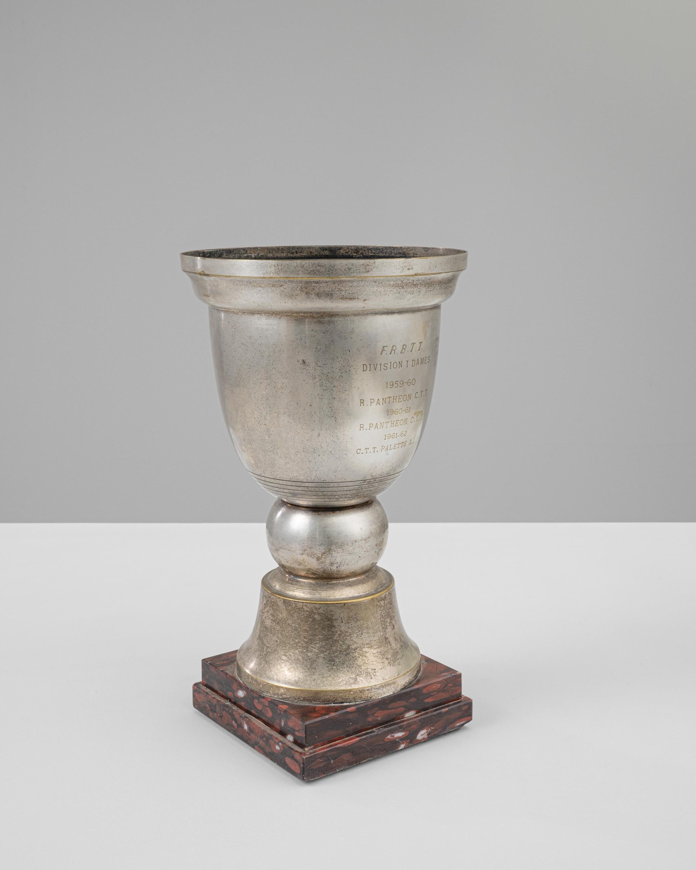 20th Century French Metal & Marble Goblet In Good Condition For Sale In High Point, NC