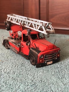 20th Century French Metal Model of a Red Toy Fire Truck