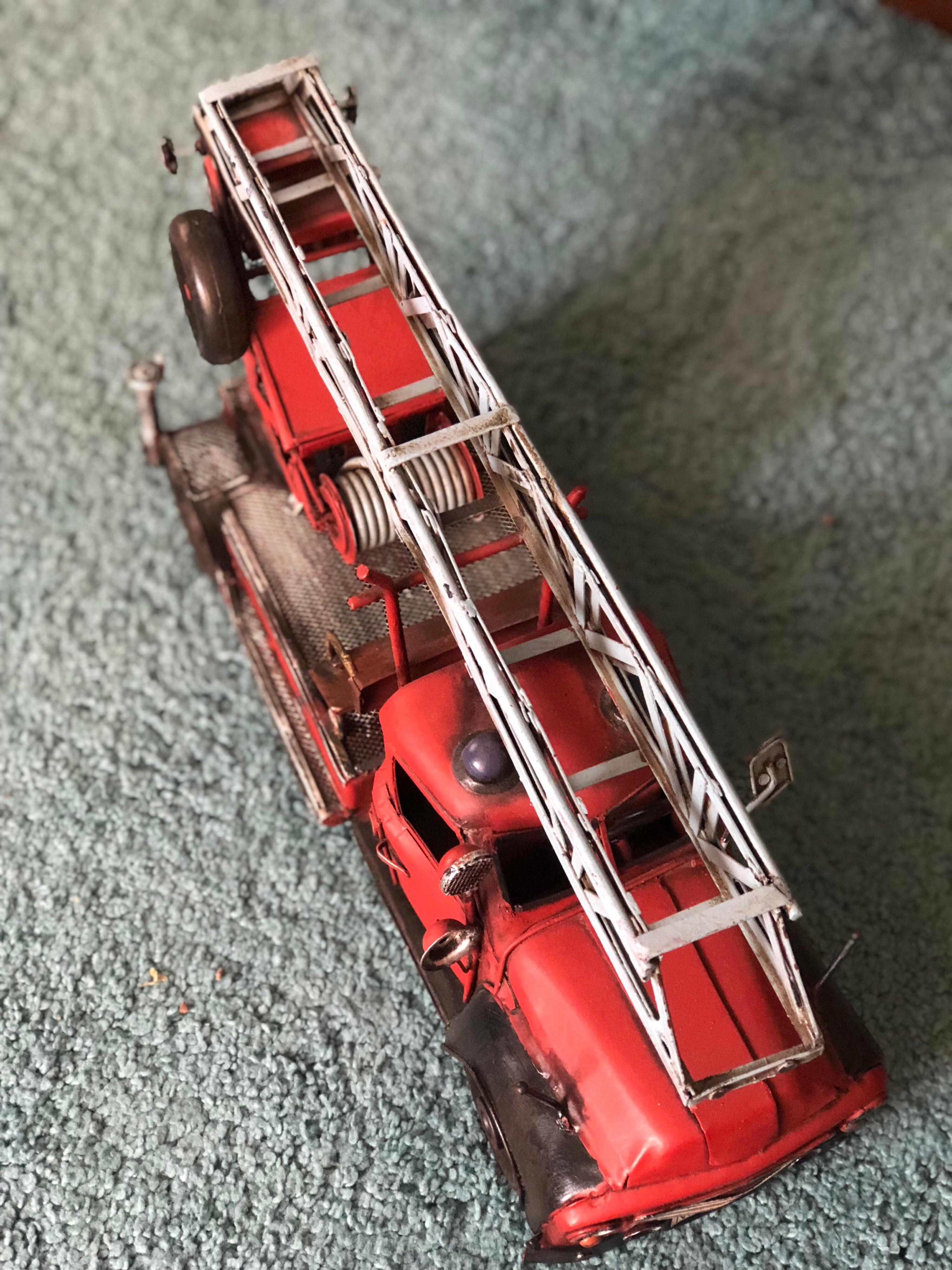 20th Century French Metal Model of a Red Toy Fire Truck In Good Condition In Sofia, BG