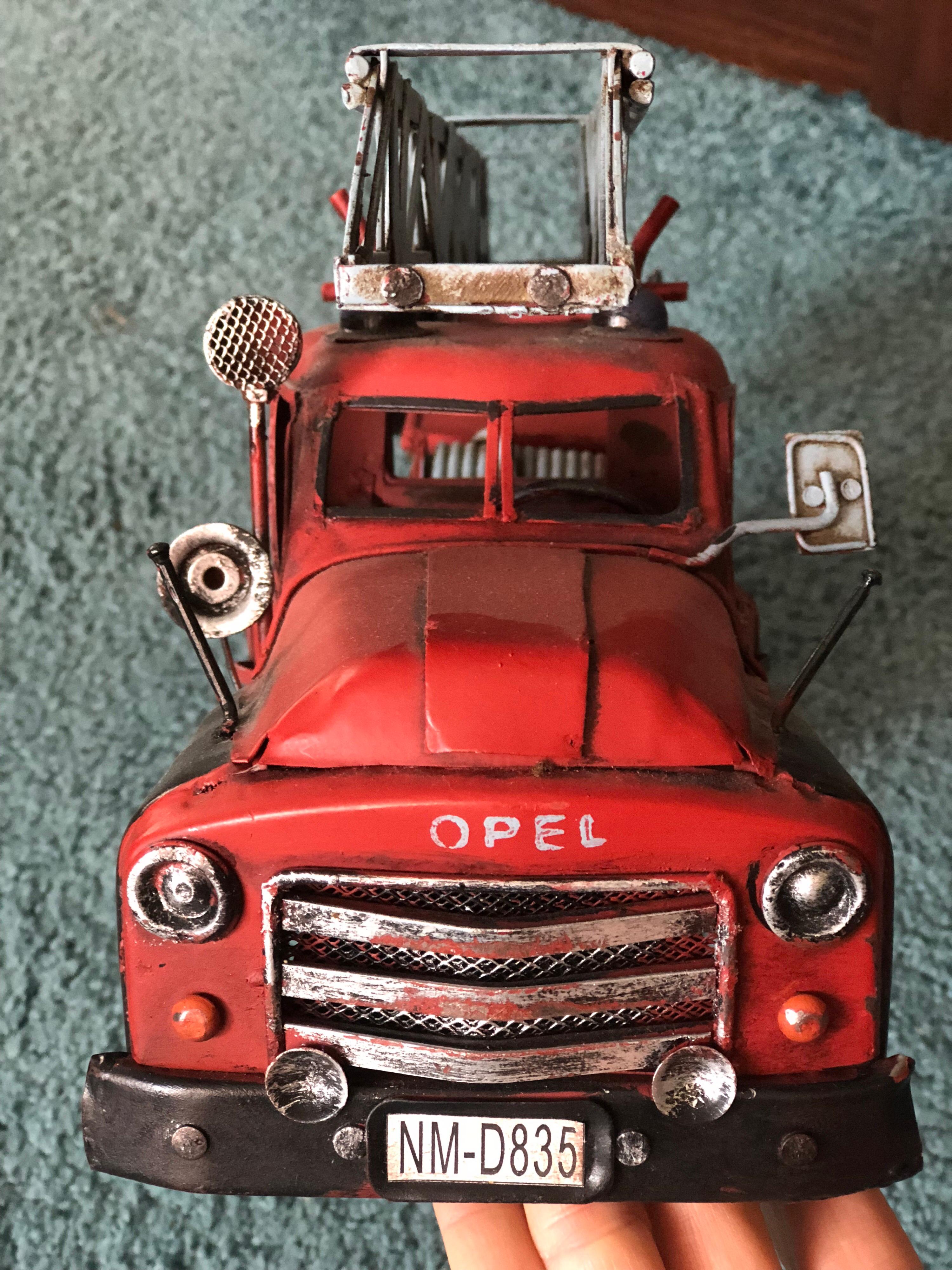 20th Century French Metal Model of a Red Toy Fire Truck 1