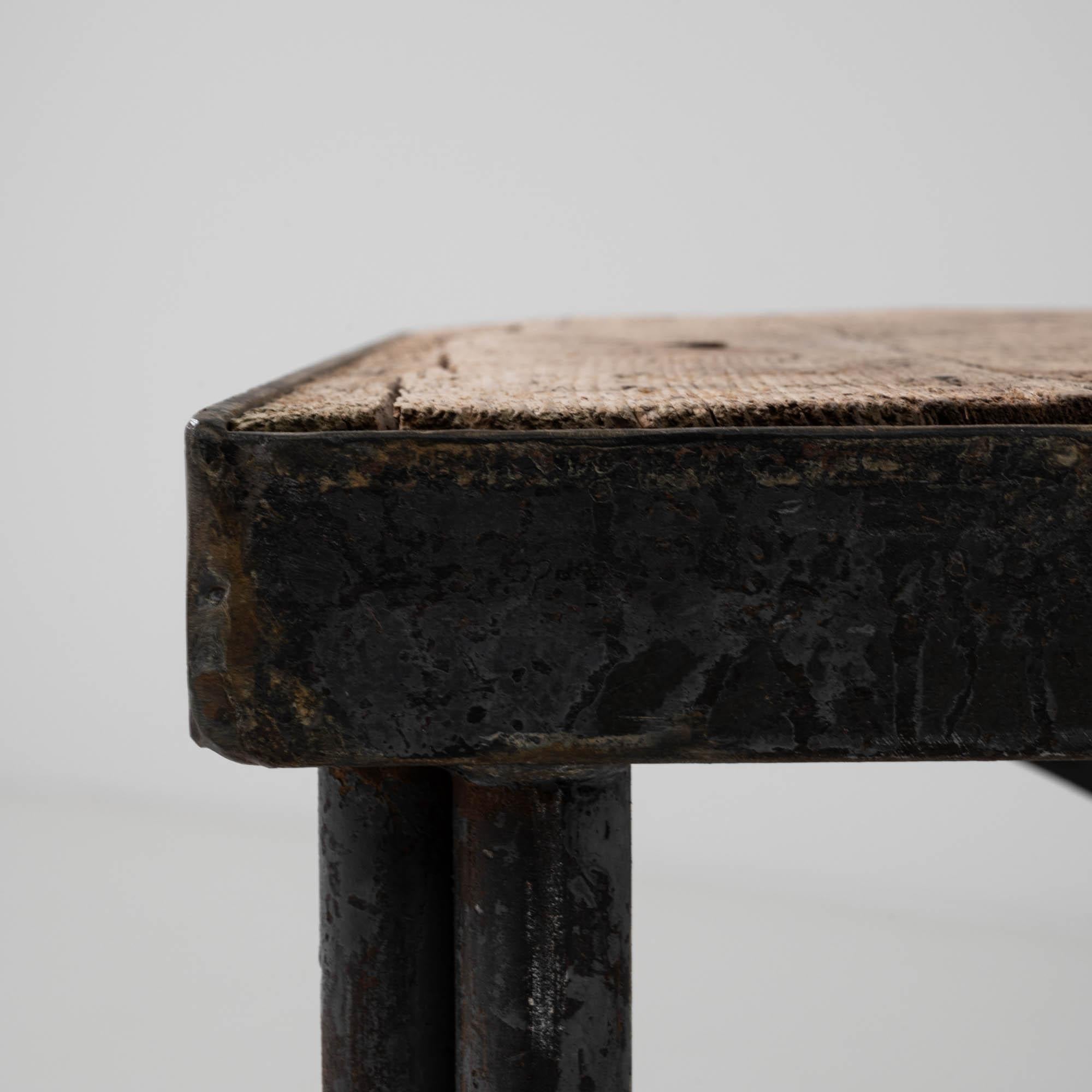 20th Century French Metal Side Table With Wooden Top For Sale 6