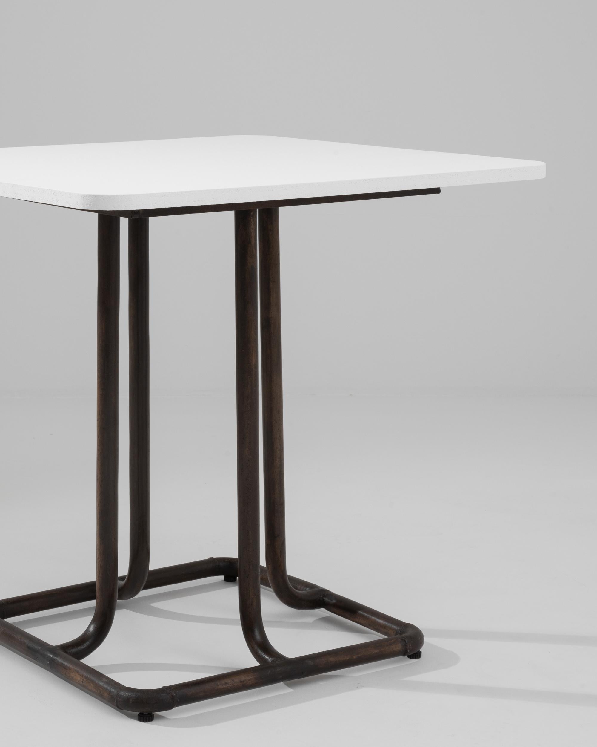20th Century French Metal Table with Marble Top For Sale 2