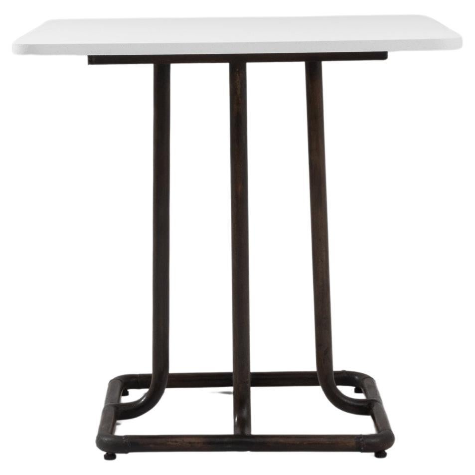 20th Century French Metal Table with Marble Top For Sale