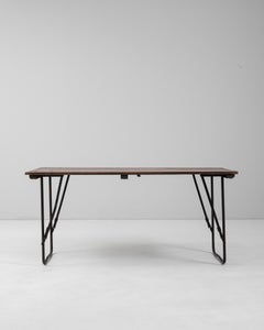20th Century French Metal Table With Wooden Top