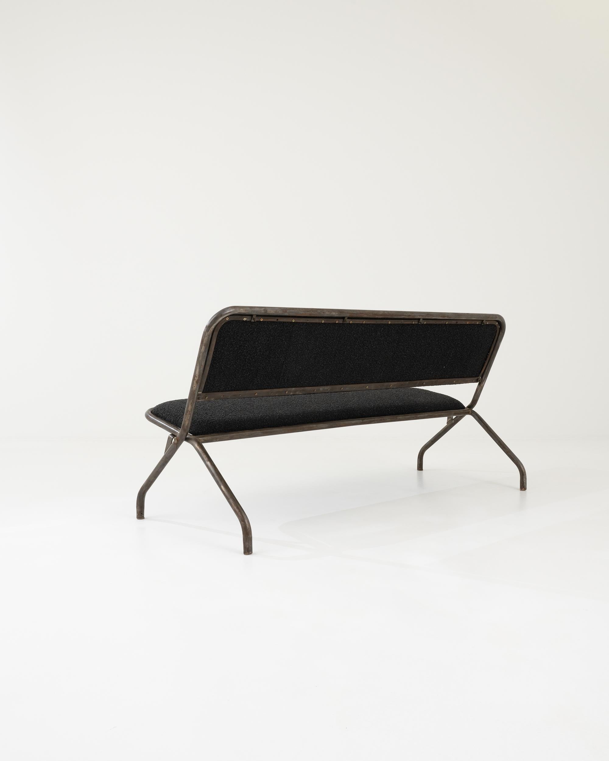 20th Century French Metal Upholstered Bench  2