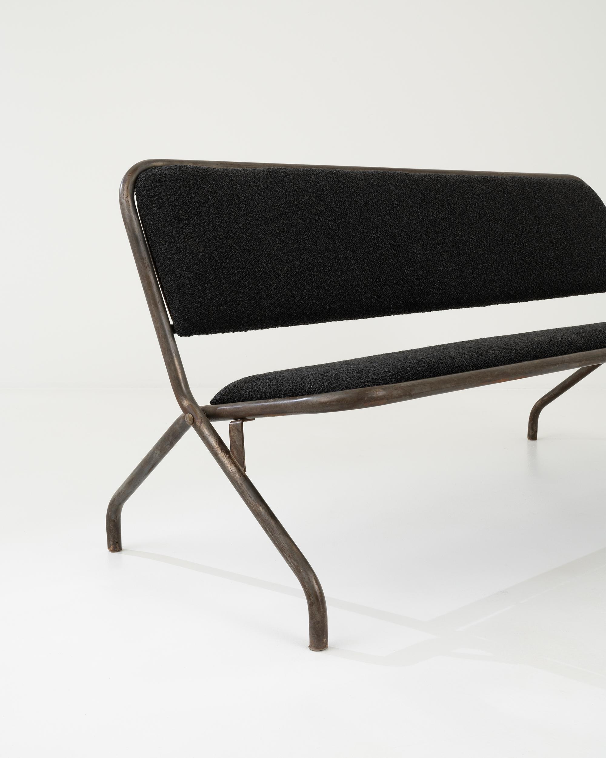 20th Century French Metal Upholstered Bench  4