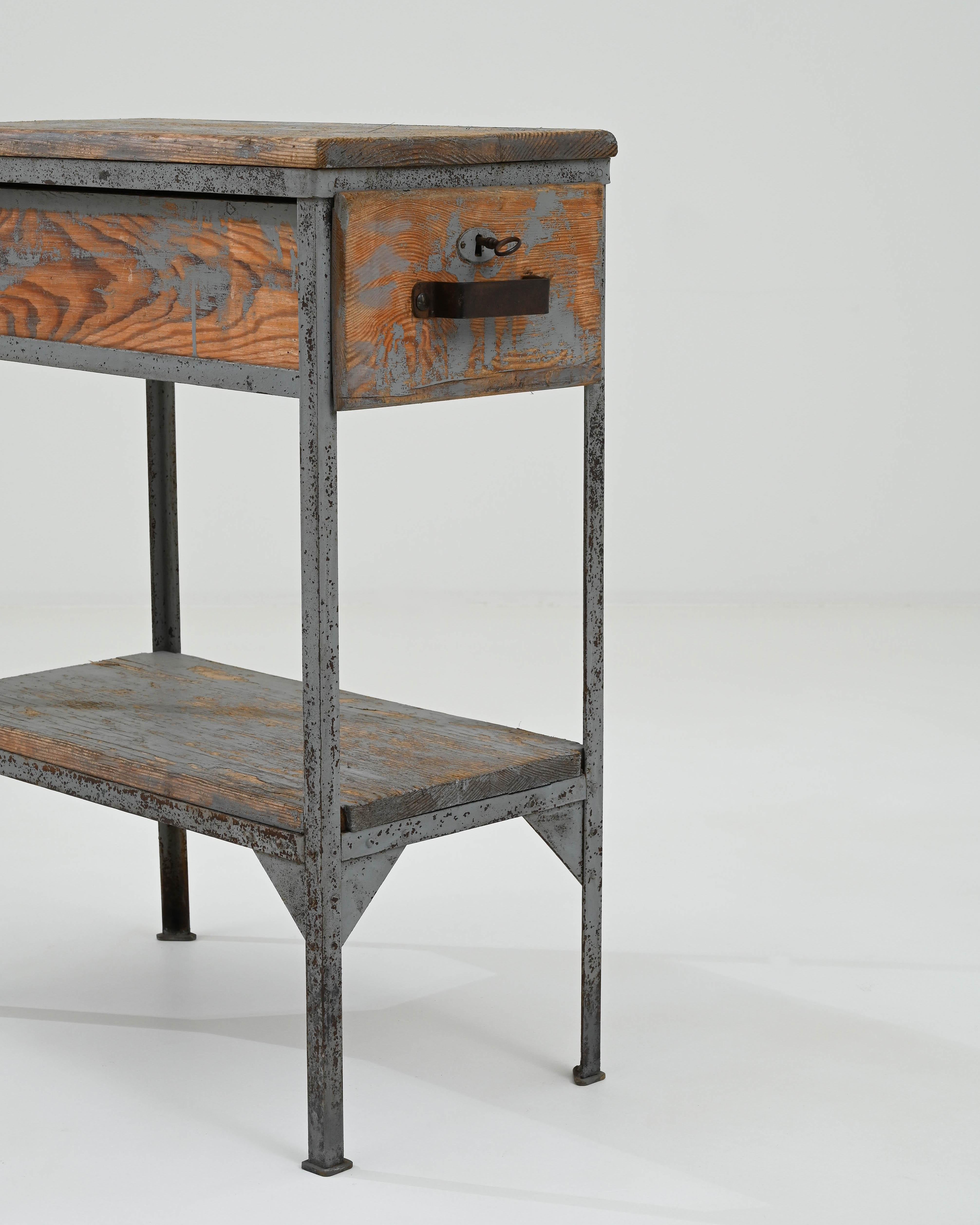 20th Century French Metal & Wood Work Table 7