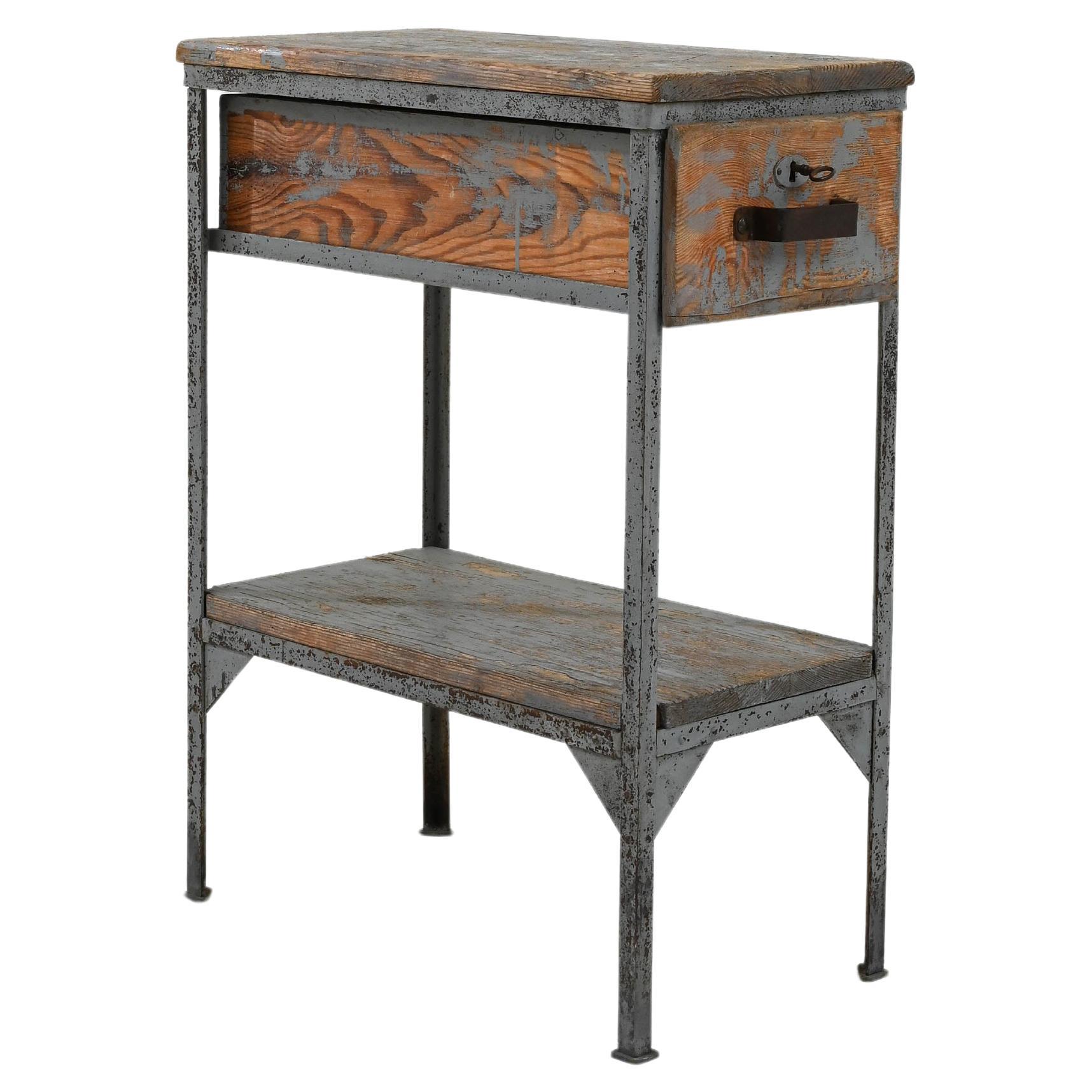20th Century French Metal & Wood Work Table