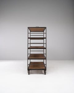 20th Century French Metal & Wooden Bakery Cart On Wheels
