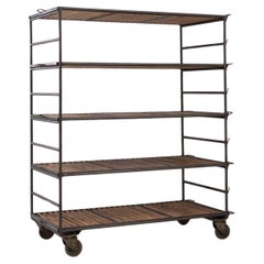 20th Century French Metal & Wooden Bakery Cart On Wheels
