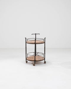 20th Century French Metal & Wooden Bar Cart On Wheels