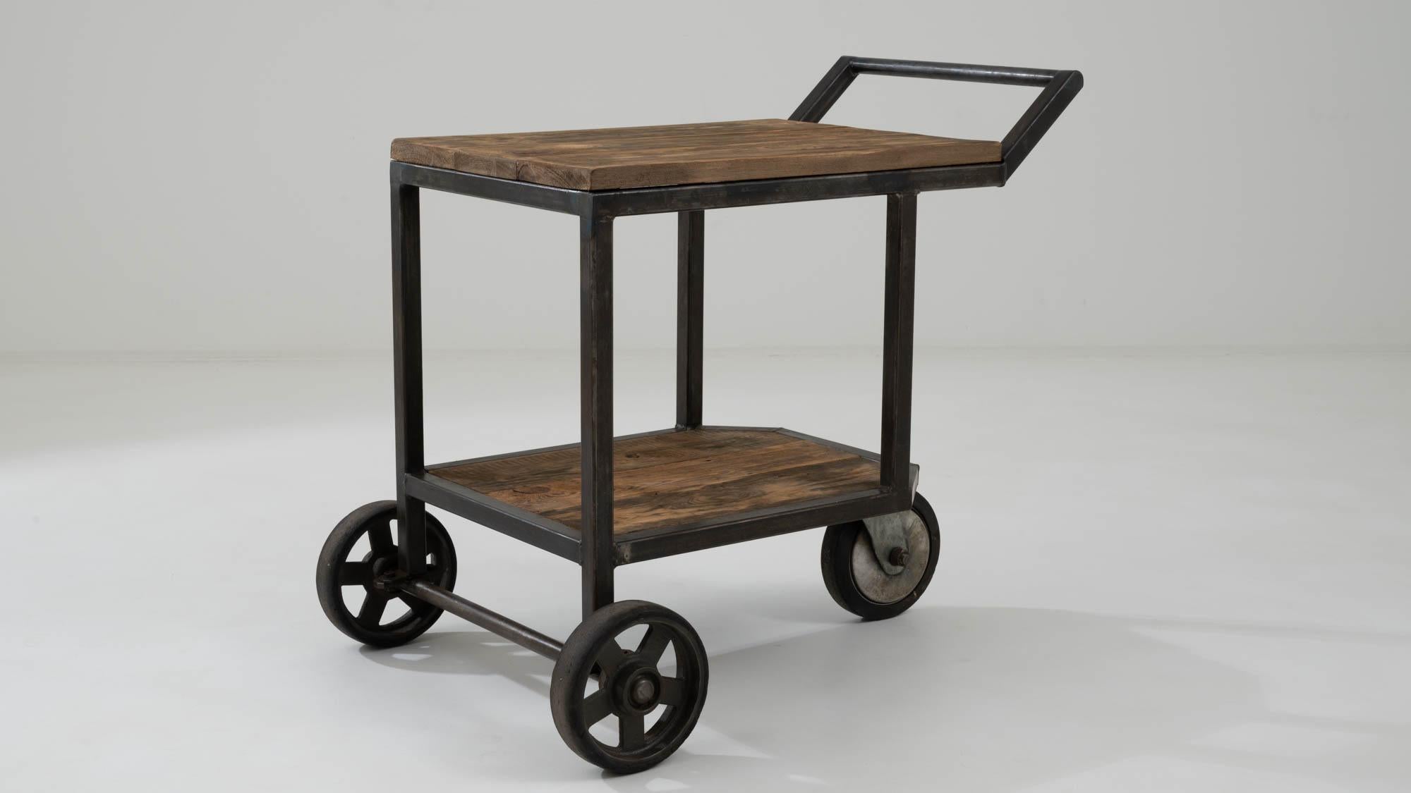 20th Century French Metal & Wooden Bar Cart on Wheels For Sale 3