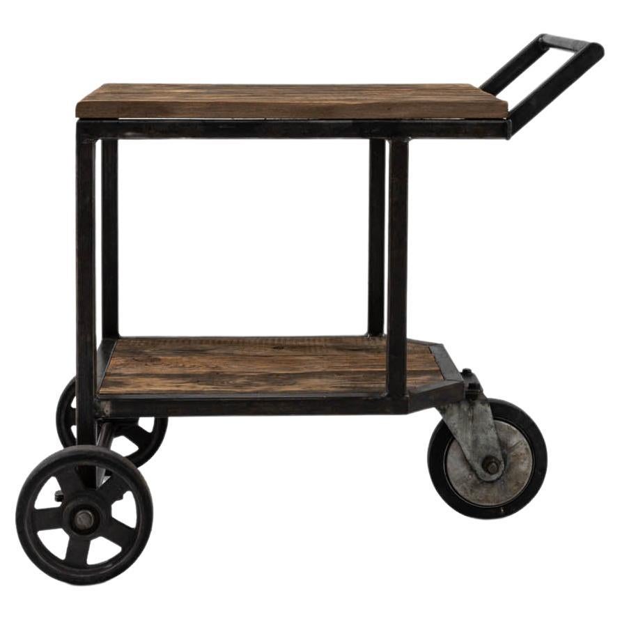20th Century French Metal & Wooden Bar Cart on Wheels