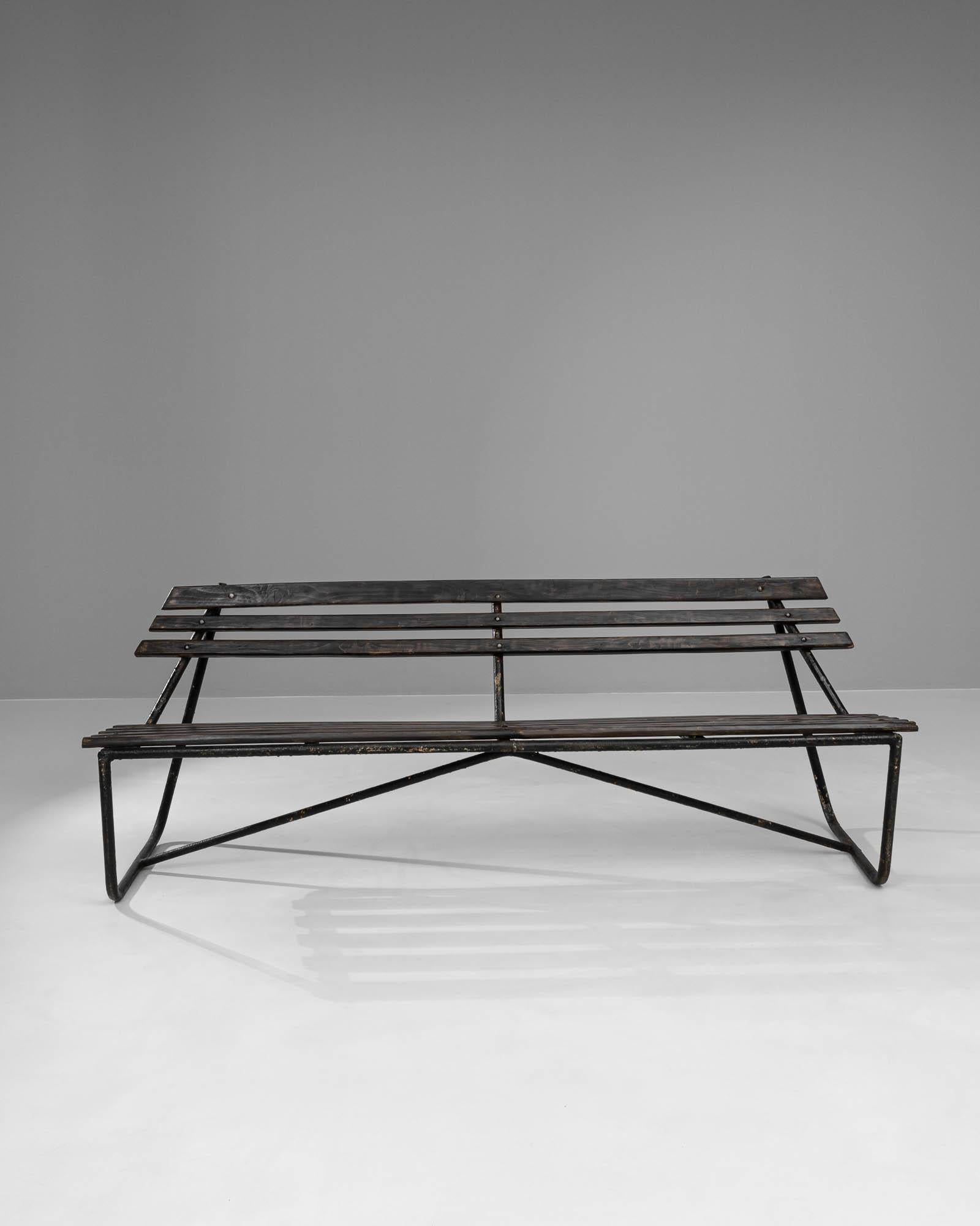 20th Century French Metal & Wooden Bench In Good Condition For Sale In High Point, NC