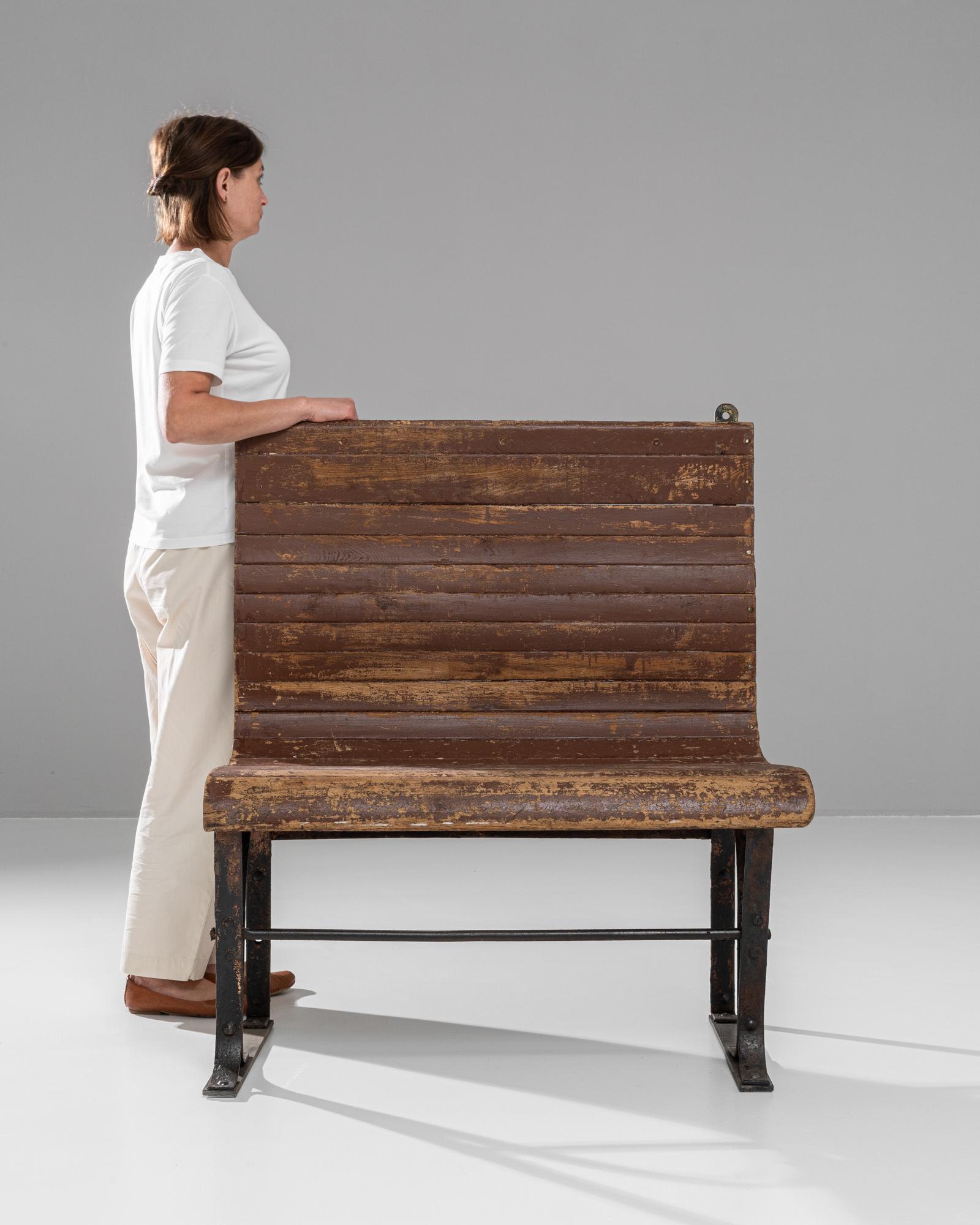 20th Century French Metal & Wooden Bench In Good Condition For Sale In High Point, NC