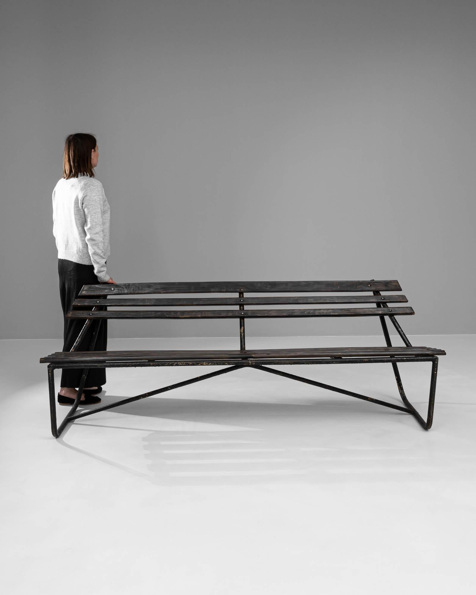 20th Century French Metal & Wooden Bench For Sale 1
