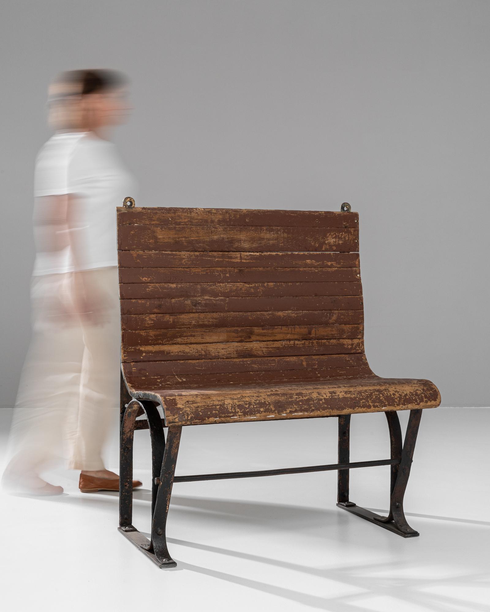 20th Century French Metal & Wooden Bench For Sale 1