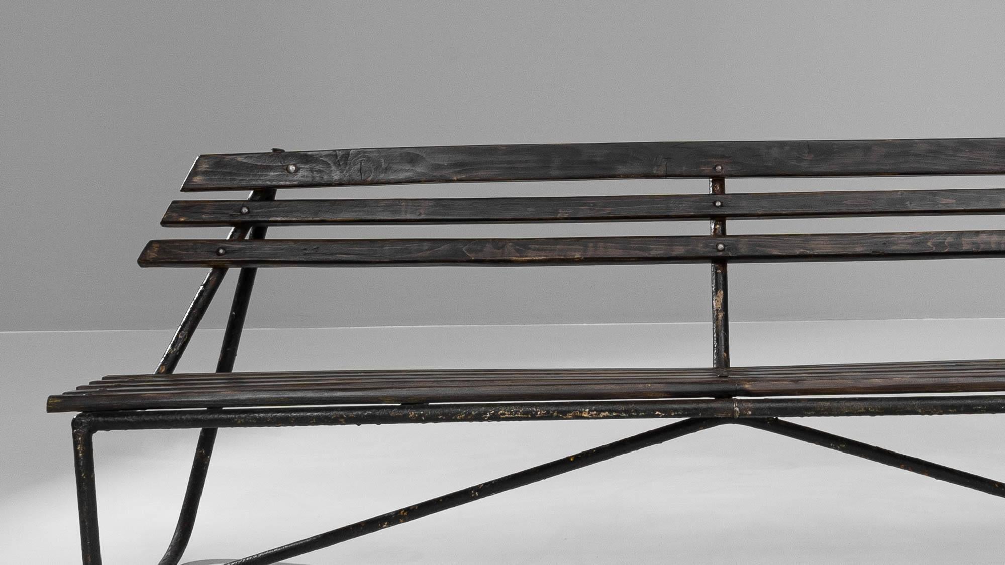 20th Century French Metal & Wooden Bench For Sale 2
