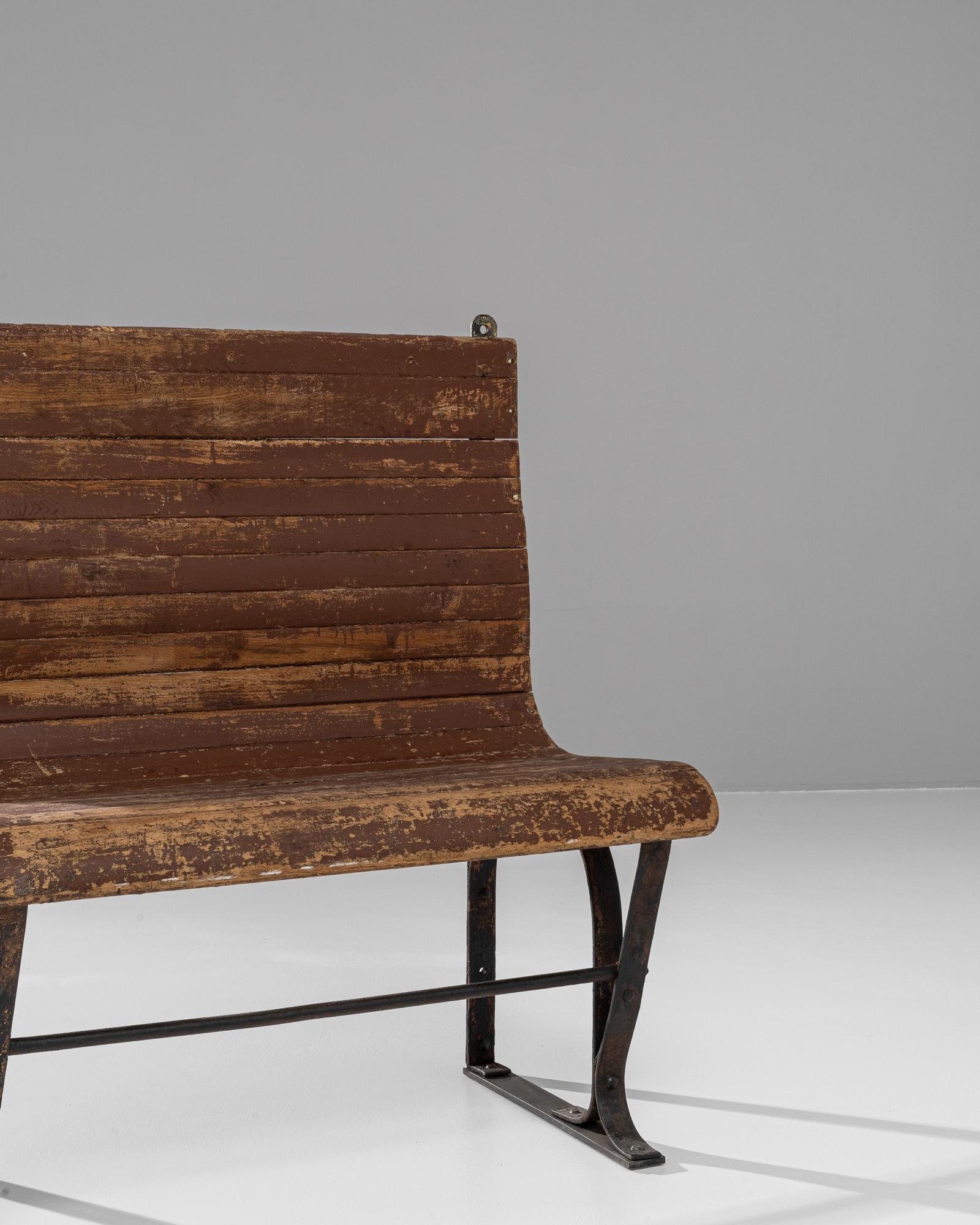 20th Century French Metal & Wooden Bench For Sale 2