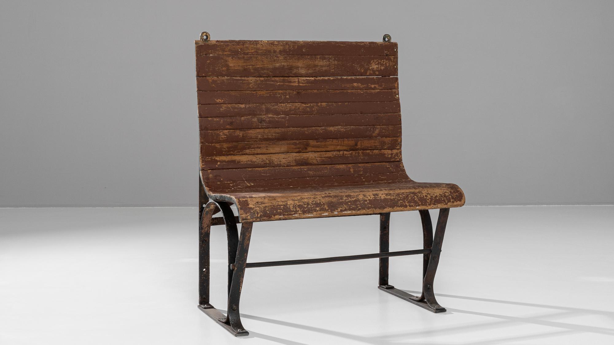 20th Century French Metal & Wooden Bench For Sale 3