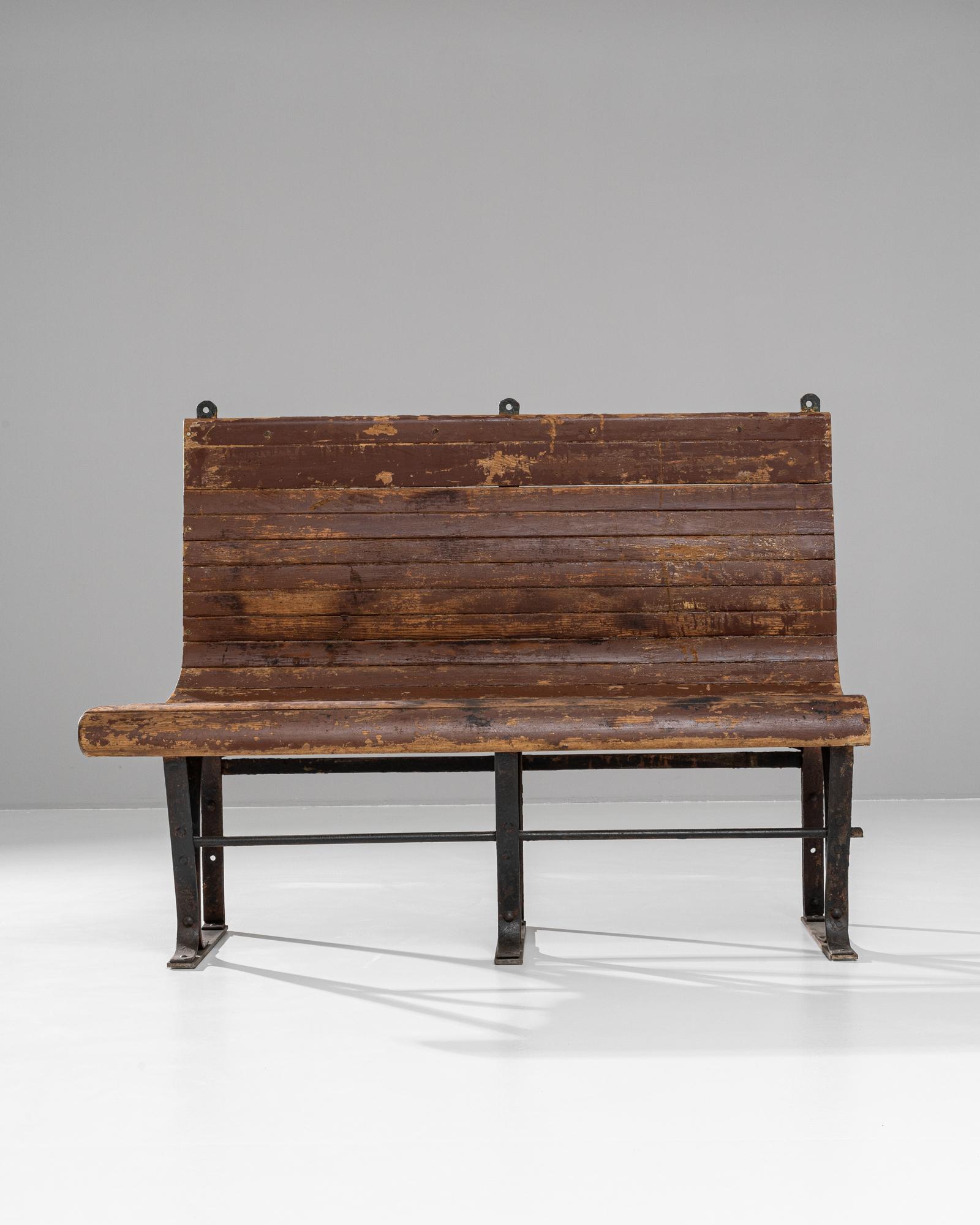 20th Century French Metal & Wooden Bench For Sale 3