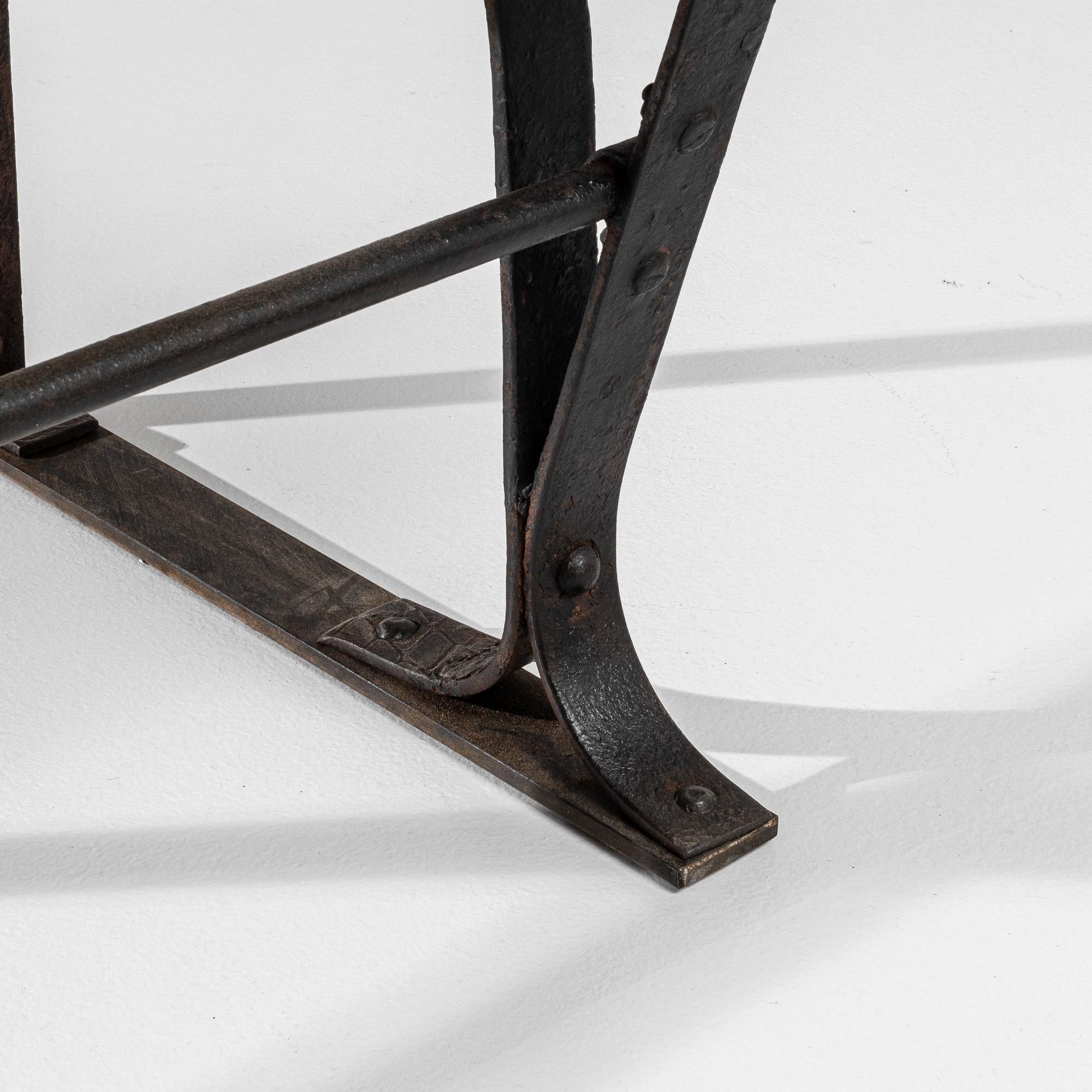 Panchina francese in metallo e legno del XX secolo in vendita 2