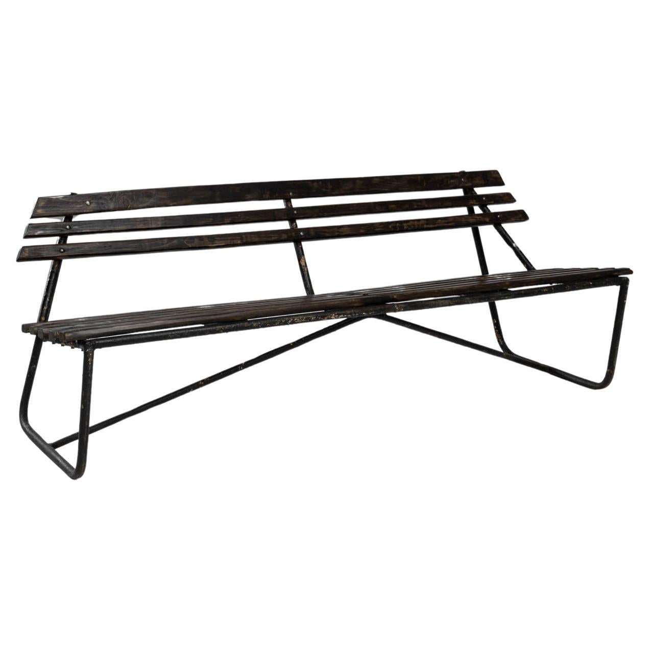 20th Century French Metal & Wooden Bench