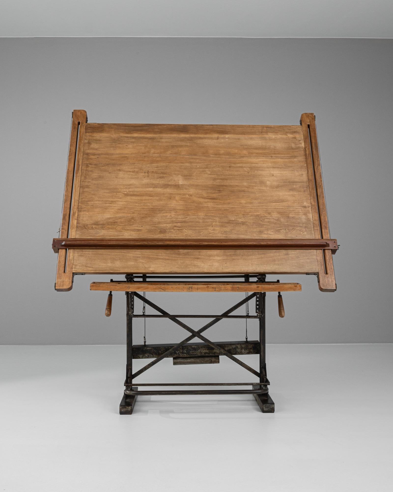 Métal Table à dessin en métal et bois du 20ème siècle