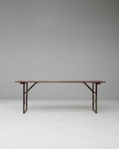 20th Century French Metal & Wooden Folding Garden Table