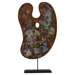Tavolozza francese del XX secolo in metallo e legno su cavalletto