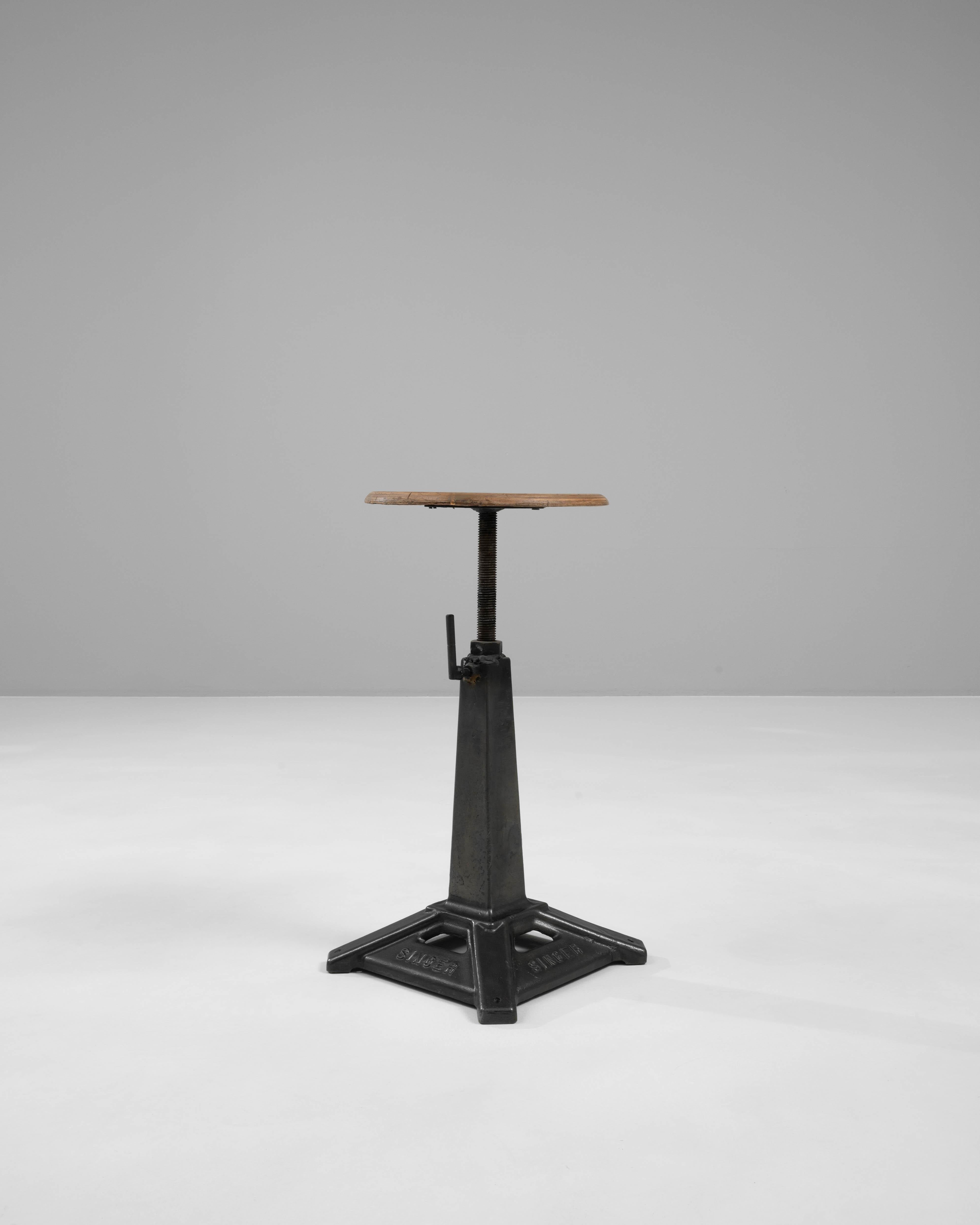 20th Century French Metal & Wooden Stool For Sale 2